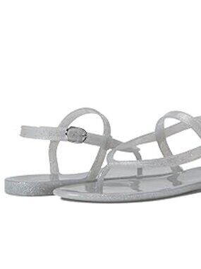 Stuart Weitzman Silver Glitter Summer Jelly Sandal Size 10